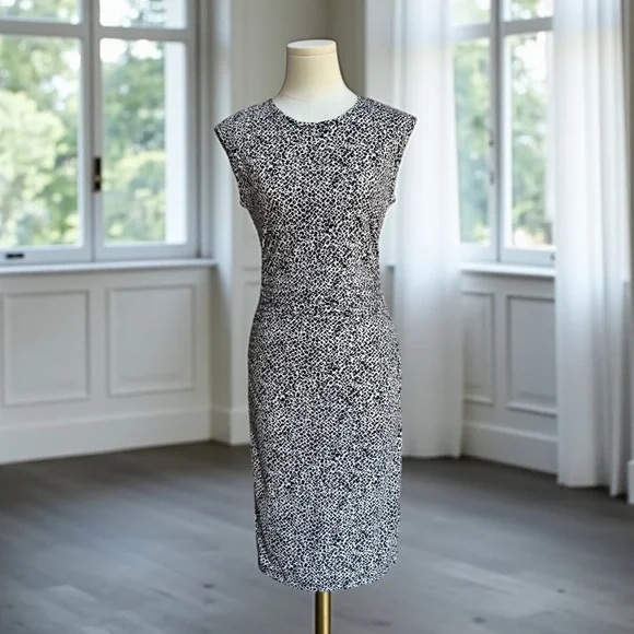 Banana Republic Black and White Midi Stretch Dress! XS! - Picture 2 of 11